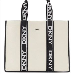 Cassie Logo Accented Web Handles Canvas Tote Bag